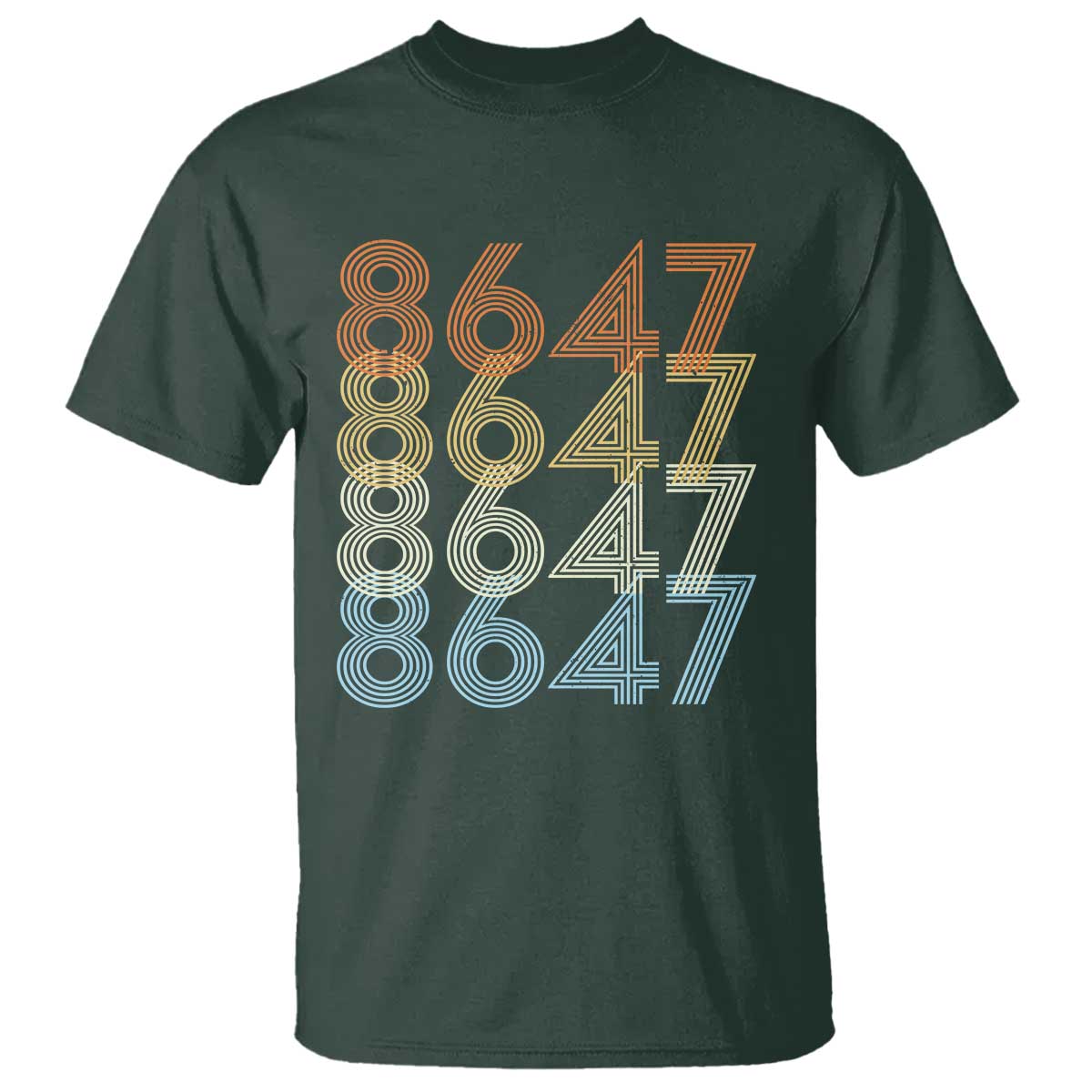 Retro Vintage 8647 T Shirt Freedom Protest Stripe Graphic TS12 Dark Forest Green Print Your Wear