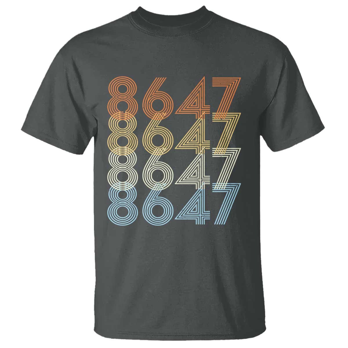 Retro Vintage 8647 T Shirt Freedom Protest Stripe Graphic TS12 Dark Heather Print Your Wear