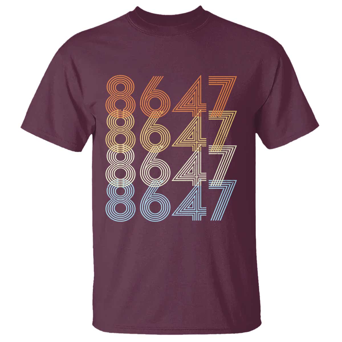 Retro Vintage 8647 T Shirt Freedom Protest Stripe Graphic TS12 Maroon Print Your Wear