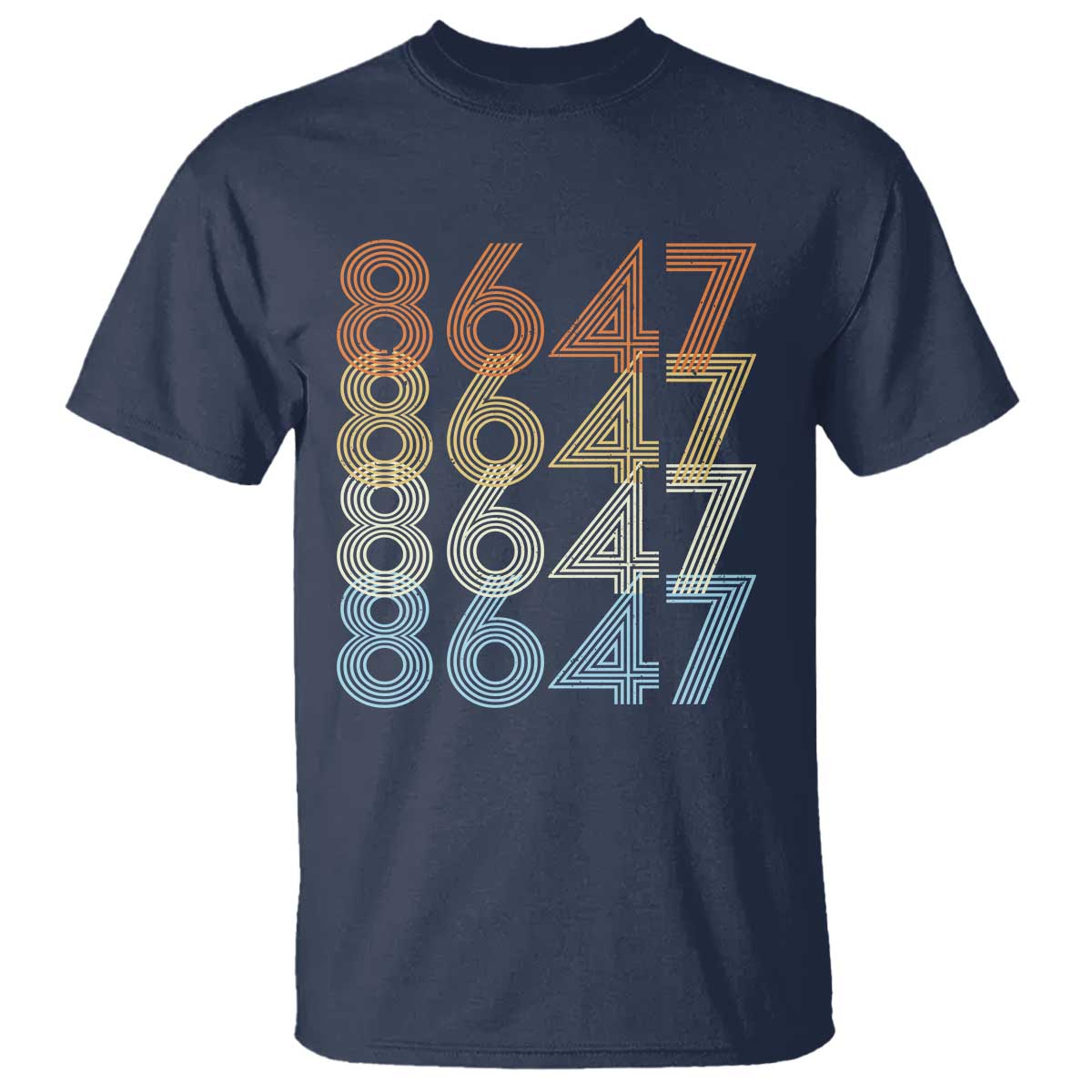 Retro Vintage 8647 T Shirt Freedom Protest Stripe Graphic TS12 Navy Print Your Wear