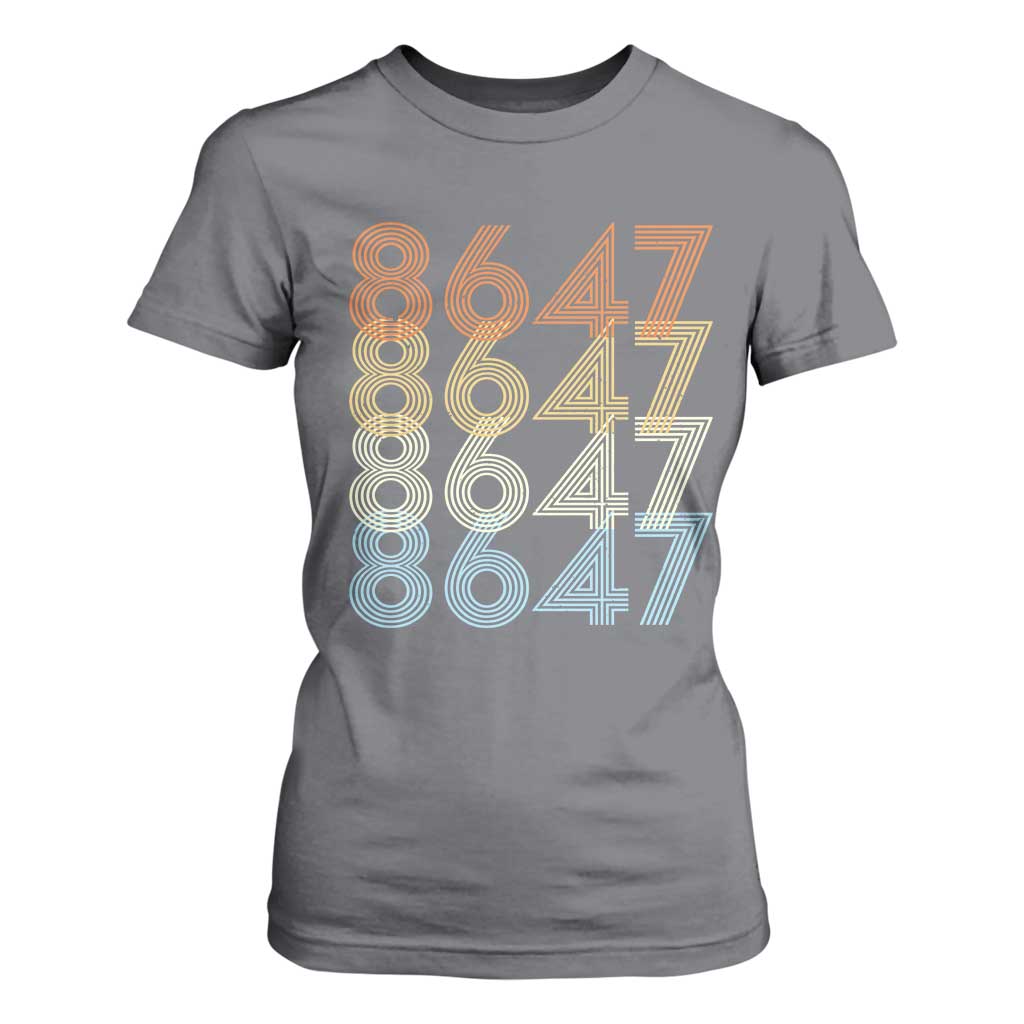 Retro Vintage 8647 T Shirt For Women Freedom Protest Stripe Graphic TS12 Charcoal Print Your Wear