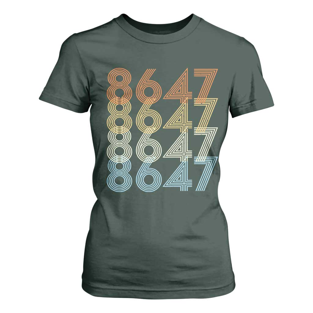 Retro Vintage 8647 T Shirt For Women Freedom Protest Stripe Graphic TS12 Dark Forest Green Print Your Wear