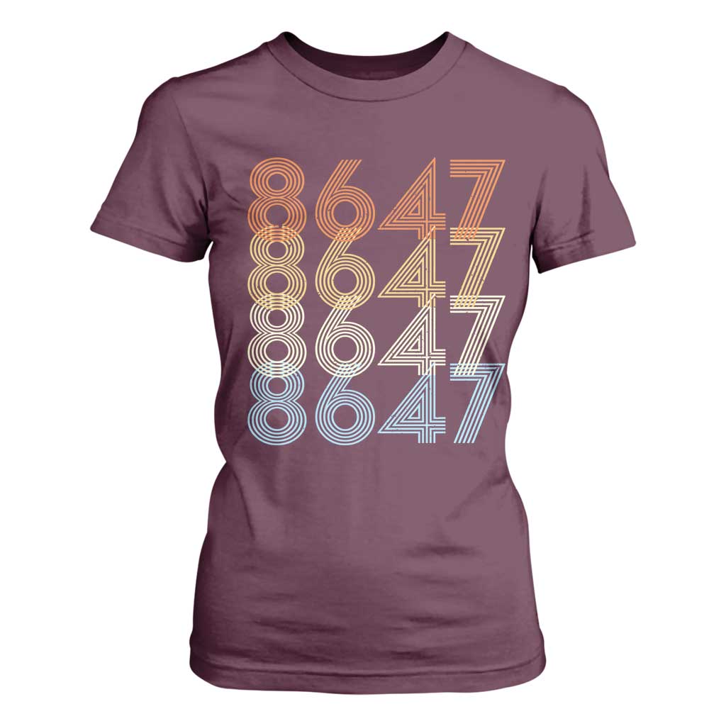 Retro Vintage 8647 T Shirt For Women Freedom Protest Stripe Graphic TS12 Maroon Print Your Wear