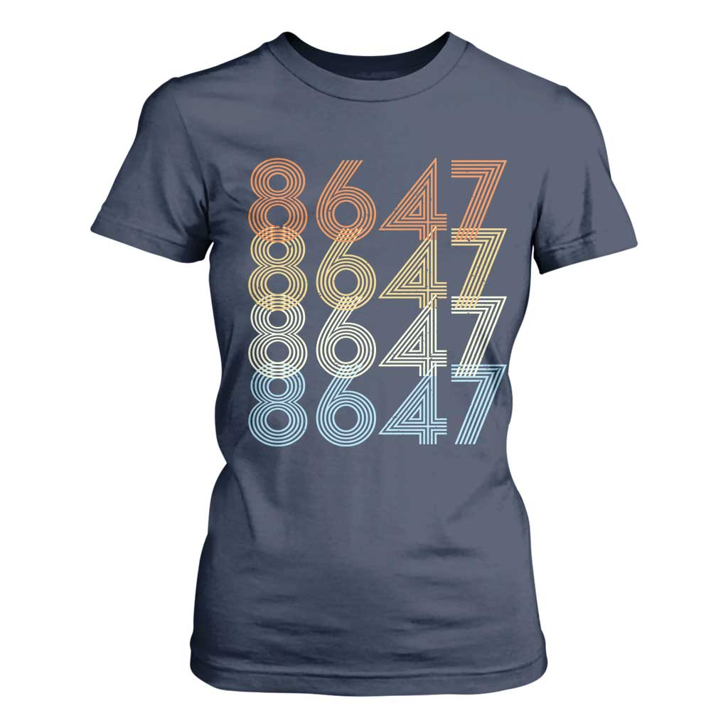 Retro Vintage 8647 T Shirt For Women Freedom Protest Stripe Graphic TS12 Navy Print Your Wear