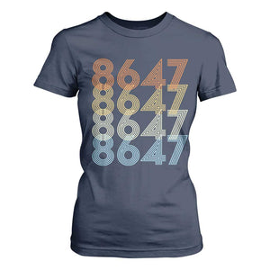 Retro Vintage 8647 T Shirt For Women Freedom Protest Stripe Graphic TS12 Navy Print Your Wear