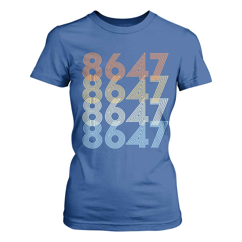 Retro Vintage 8647 T Shirt For Women Freedom Protest Stripe Graphic TS12 Royal Blue Print Your Wear