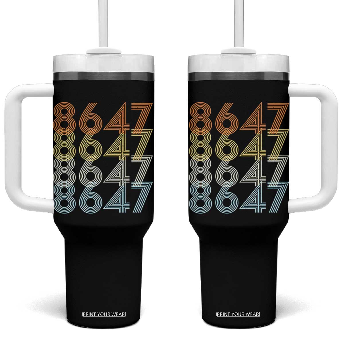 Retro Vintage 8647 Tumbler With Handle Freedom Protest Stripe Graphic TS12 One Size: 40 oz Black Print Your Wear
