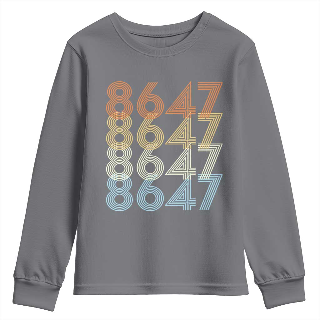 Retro Vintage 8647 Youth Sweatshirt Freedom Protest Stripe Graphic TS12 Charcoal Print Your Wear