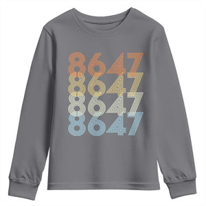 Retro Vintage 8647 Youth Sweatshirt Freedom Protest Stripe Graphic TS12 Charcoal Print Your Wear