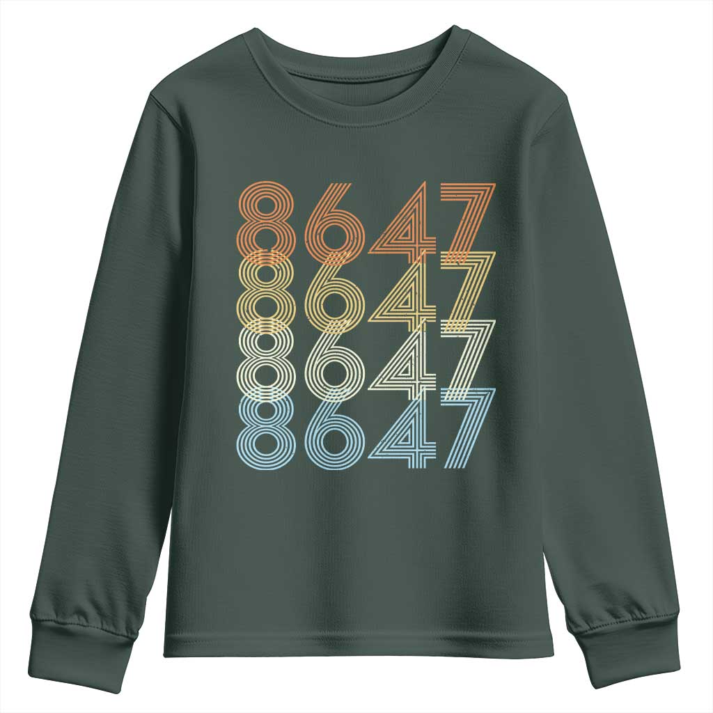 Retro Vintage 8647 Youth Sweatshirt Freedom Protest Stripe Graphic TS12 Dark Forest Green Print Your Wear