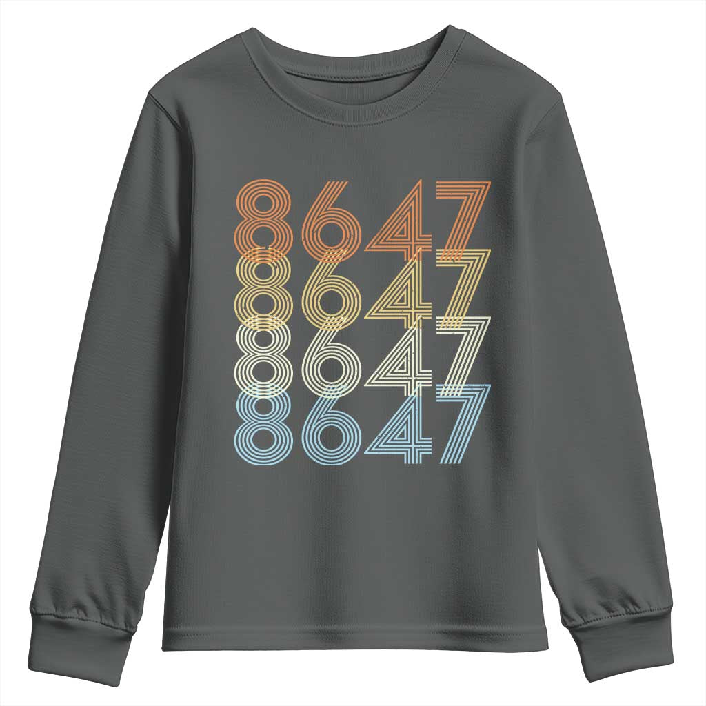 Retro Vintage 8647 Youth Sweatshirt Freedom Protest Stripe Graphic TS12 Dark Heather Print Your Wear