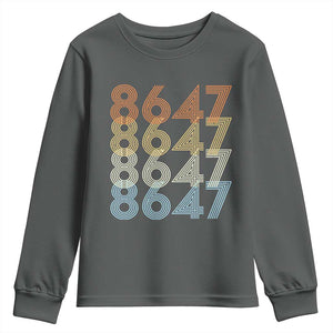 Retro Vintage 8647 Youth Sweatshirt Freedom Protest Stripe Graphic TS12 Dark Heather Print Your Wear