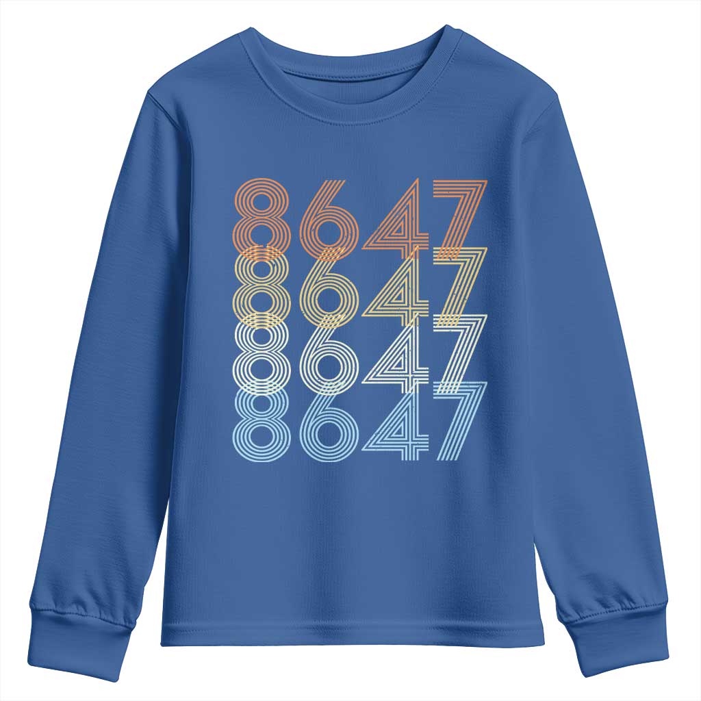 Retro Vintage 8647 Youth Sweatshirt Freedom Protest Stripe Graphic TS12 Royal Blue Print Your Wear
