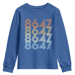 Retro Vintage 8647 Youth Sweatshirt Freedom Protest Stripe Graphic TS12 Royal Blue Print Your Wear