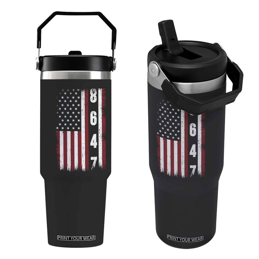 8647 Vintage US Flag Flip Straw Tumbler Political Expression Apparel For Democrats TS12 One Size: 30 oz Black Print Your Wear
