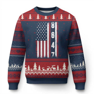 8647 Vintage US Flag Ugly Christmas Sweater Political Expression Apparel For Democrats TS12 Navy Red Print Your Wear
