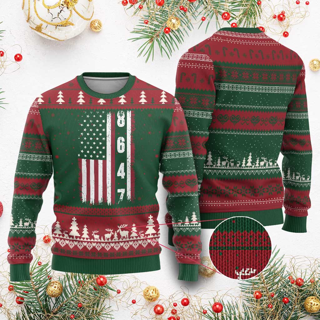 8647 Vintage US Flag Ugly Christmas Sweater Political Expression Apparel For Democrats TS12 Red Green Print Your Wear