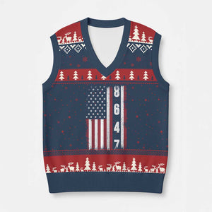 8647 Vintage US Flag V-Neck Knit Sweater Vest Political Expression Apparel For Democrats TS12 Navy Red Print Your Wear