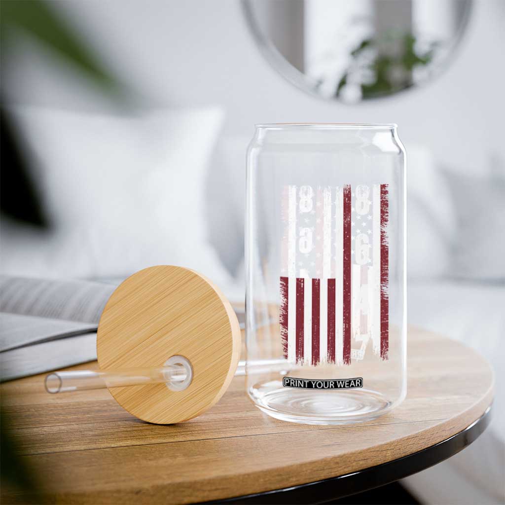 8647 Vintage US Flag Glass Can Political Expression Apparel For Democrats TS12 Print Your Wear