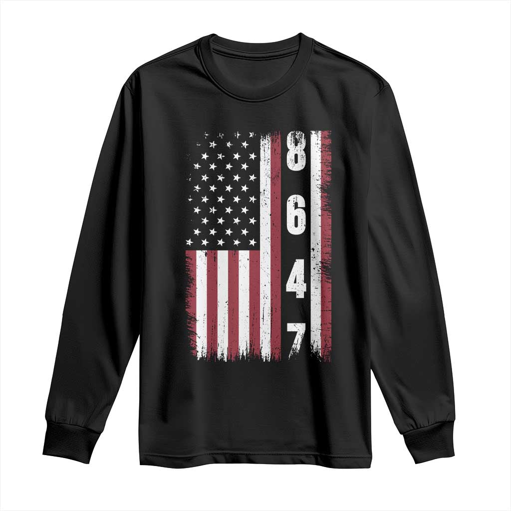 8647 Vintage US Flag Long Sleeve Shirt Political Expression Apparel For Democrats TS12 Black Print Your Wear