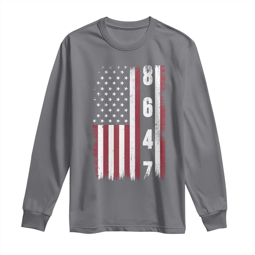 8647 Vintage US Flag Long Sleeve Shirt Political Expression Apparel For Democrats TS12 Charcoal Print Your Wear
