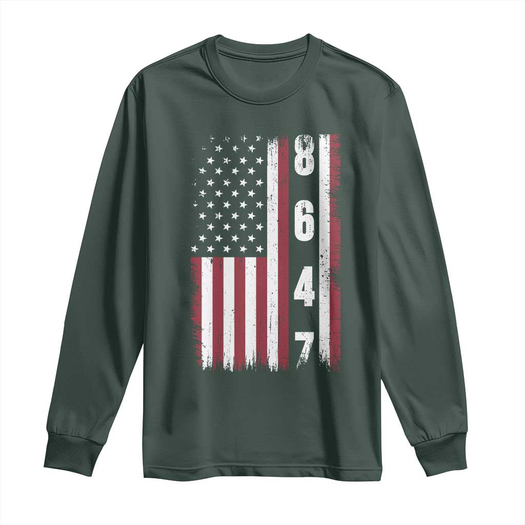 8647 Vintage US Flag Long Sleeve Shirt Political Expression Apparel For Democrats TS12 Dark Forest Green Print Your Wear