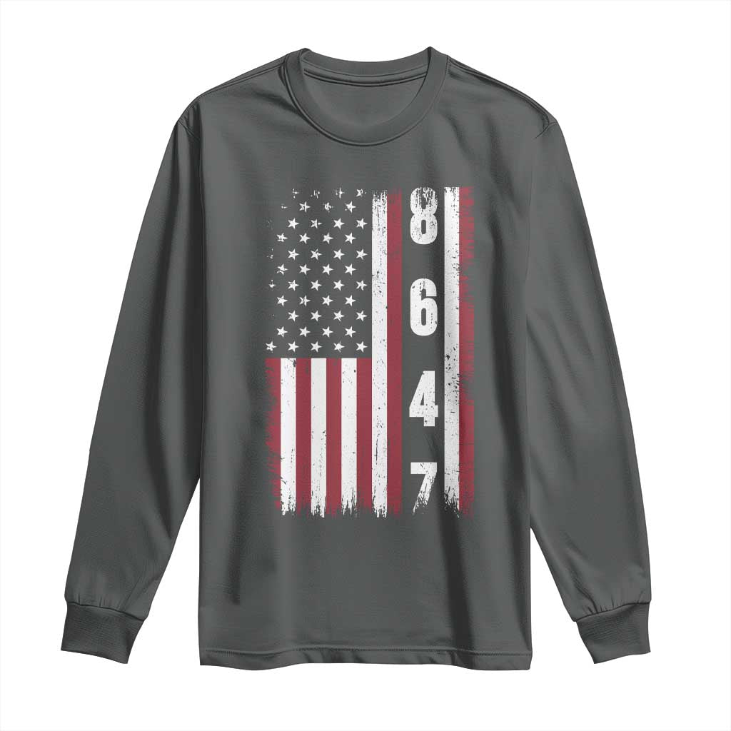 8647 Vintage US Flag Long Sleeve Shirt Political Expression Apparel For Democrats TS12 Dark Heather Print Your Wear