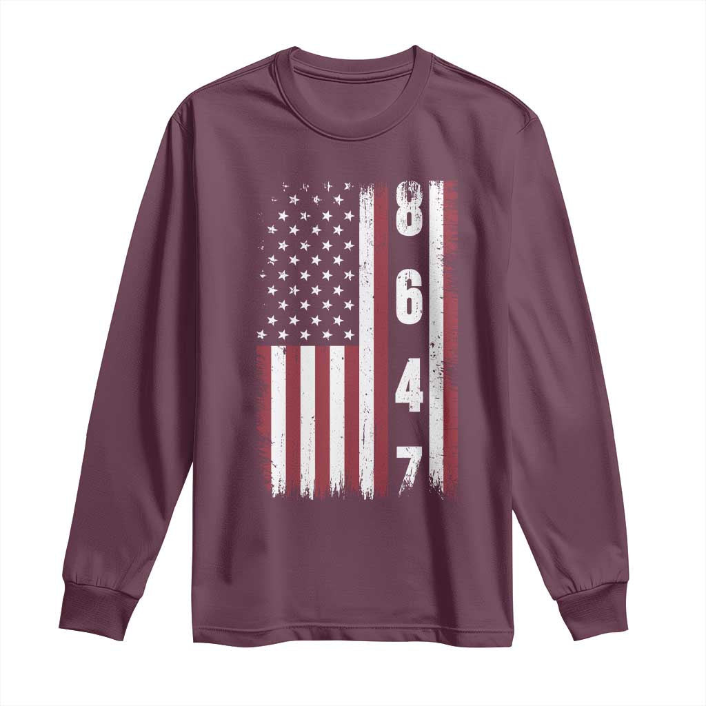 8647 Vintage US Flag Long Sleeve Shirt Political Expression Apparel For Democrats TS12 Maroon Print Your Wear