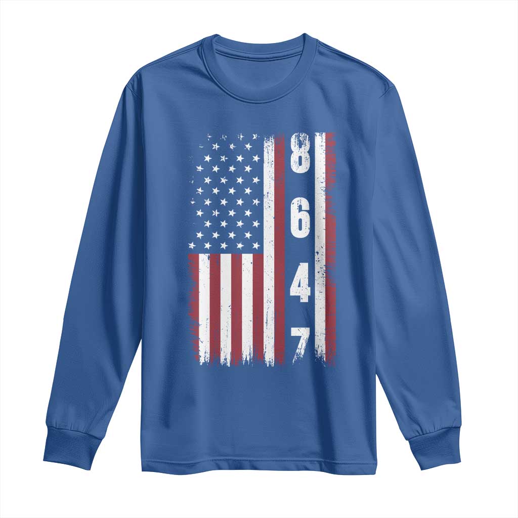 8647 Vintage US Flag Long Sleeve Shirt Political Expression Apparel For Democrats TS12 Royal Blue Print Your Wear