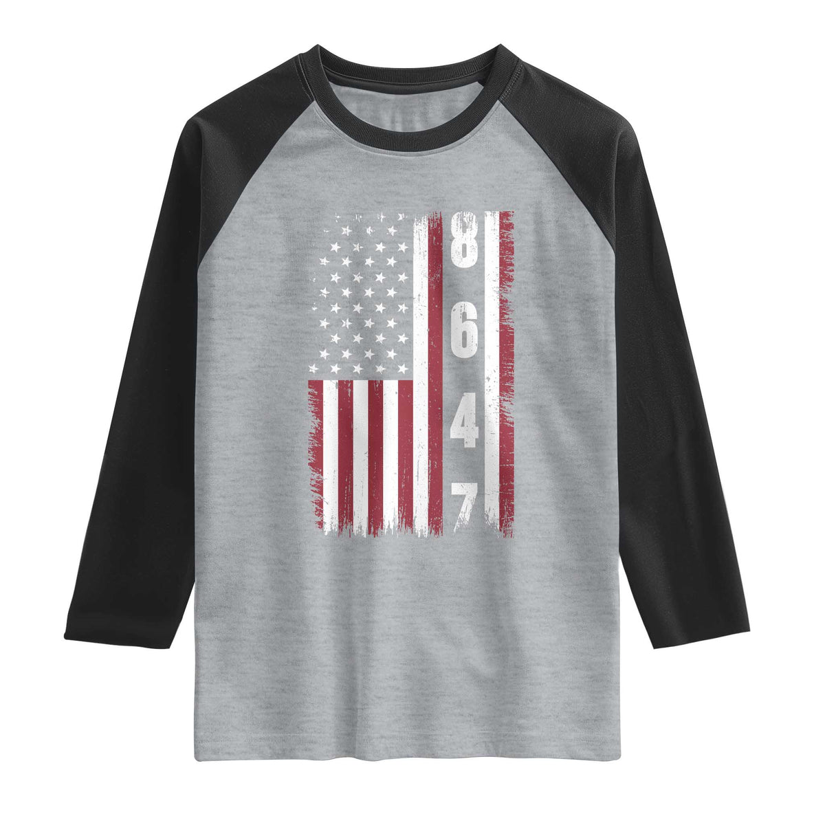 8647 Vintage US Flag Raglan Shirt Political Expression Apparel For Democrats TS12 Heather Gray Black Print Your Wear