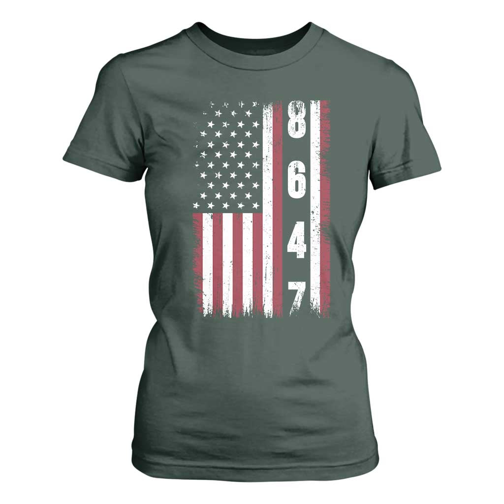 8647 Vintage US Flag T Shirt For Women Political Expression Apparel For Democrats TS12 Dark Forest Green Print Your Wear