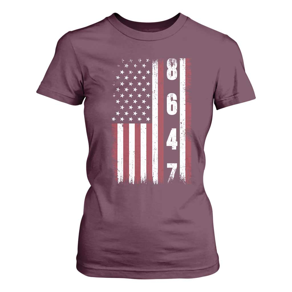 8647 Vintage US Flag T Shirt For Women Political Expression Apparel For Democrats TS12 Maroon Print Your Wear
