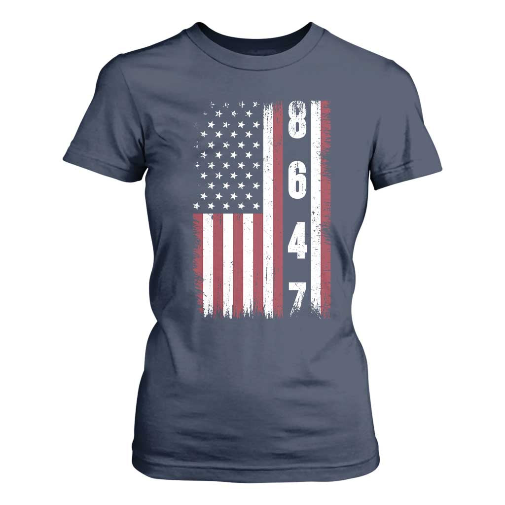 8647 Vintage US Flag T Shirt For Women Political Expression Apparel For Democrats TS12 Navy Print Your Wear