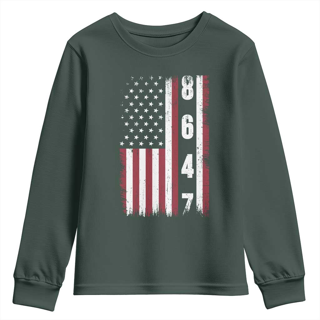 8647 Vintage US Flag Youth Sweatshirt Political Expression Apparel For Democrats TS12 Dark Forest Green Print Your Wear