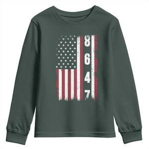 8647 Vintage US Flag Youth Sweatshirt Political Expression Apparel For Democrats TS12 Dark Forest Green Print Your Wear