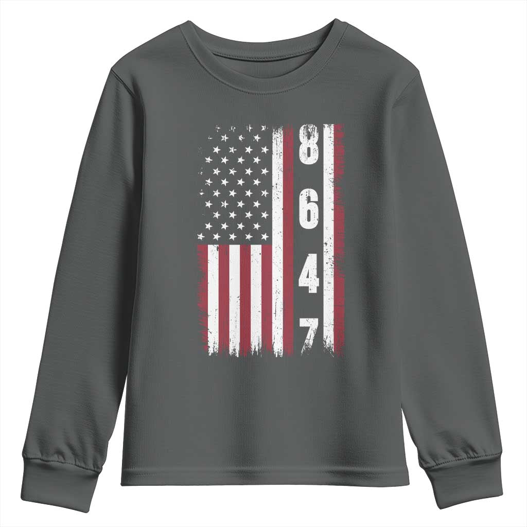 8647 Vintage US Flag Youth Sweatshirt Political Expression Apparel For Democrats TS12 Dark Heather Print Your Wear