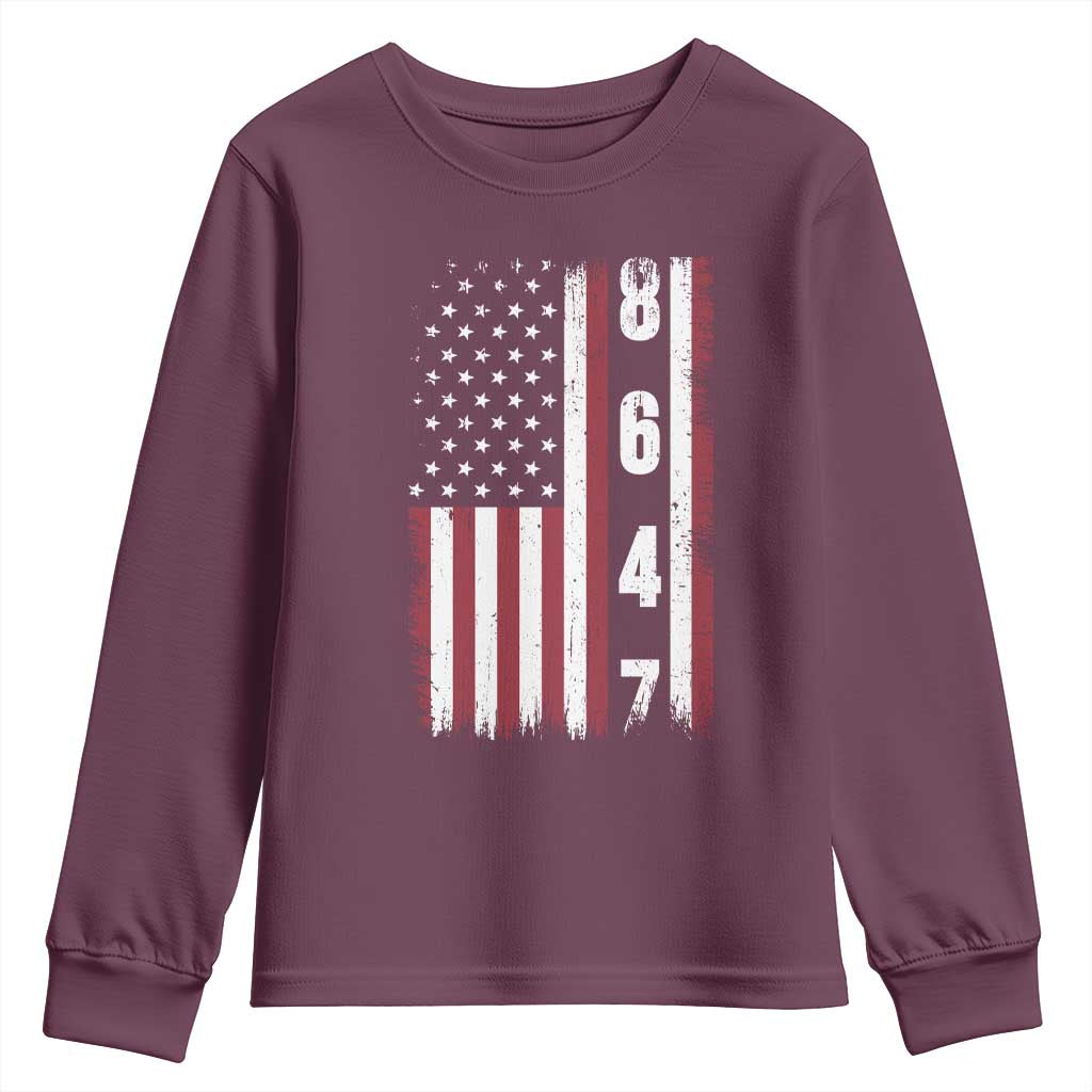 8647 Vintage US Flag Youth Sweatshirt Political Expression Apparel For Democrats TS12 Maroon Print Your Wear