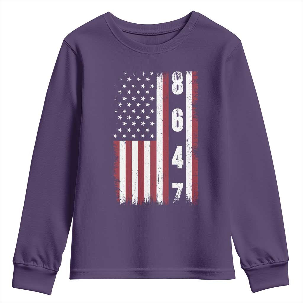 8647 Vintage US Flag Youth Sweatshirt Political Expression Apparel For Democrats TS12 Purple Print Your Wear