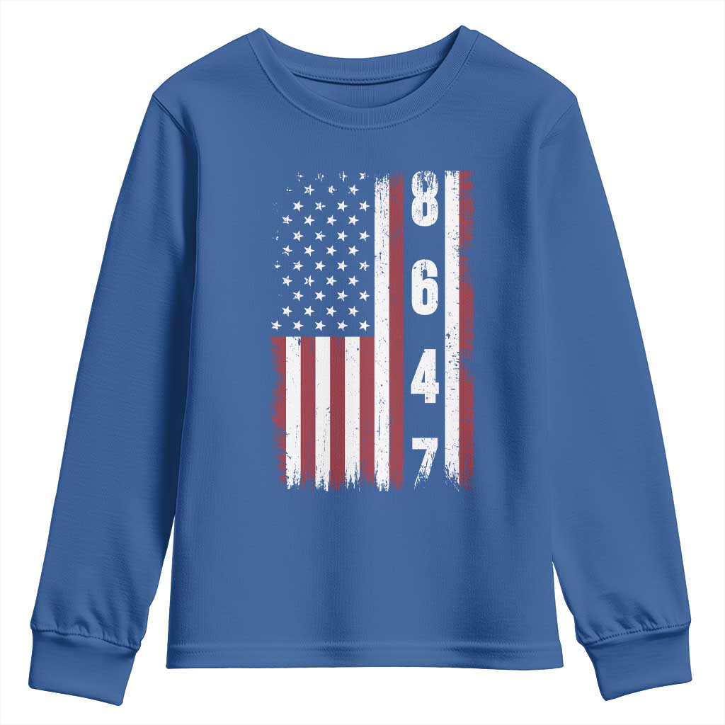 8647 Vintage US Flag Youth Sweatshirt Political Expression Apparel For Democrats TS12 Royal Blue Print Your Wear