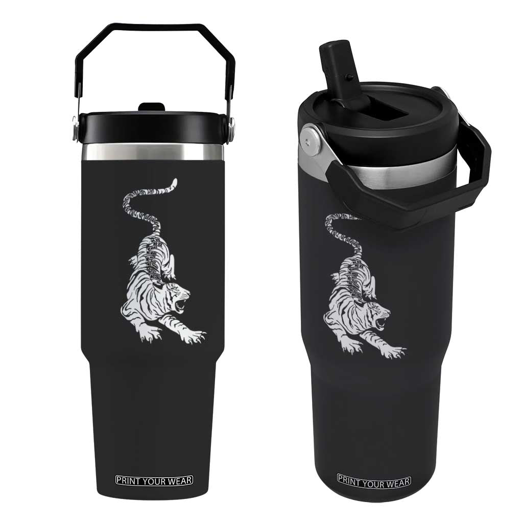 Fierce Anti Trump Tiger Graphic Flip Straw Tumbler No Kings No Fascists 8647 TS12 One Size: 30 oz Black Print Your Wear