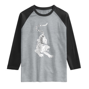 Fierce Anti Trump Tiger Graphic Raglan Shirt No Kings No Fascists 8647 TS12 Heather Gray Black Print Your Wear