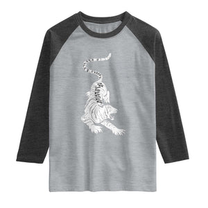 Fierce Anti Trump Tiger Graphic Raglan Shirt No Kings No Fascists 8647 TS12 Heather Gray Heather Charcoal Print Your Wear