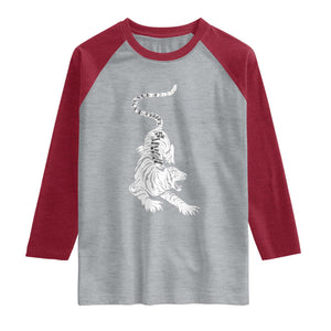 Fierce Anti Trump Tiger Graphic Raglan Shirt No Kings No Fascists 8647 TS12 Heather Gray Heather Red Print Your Wear