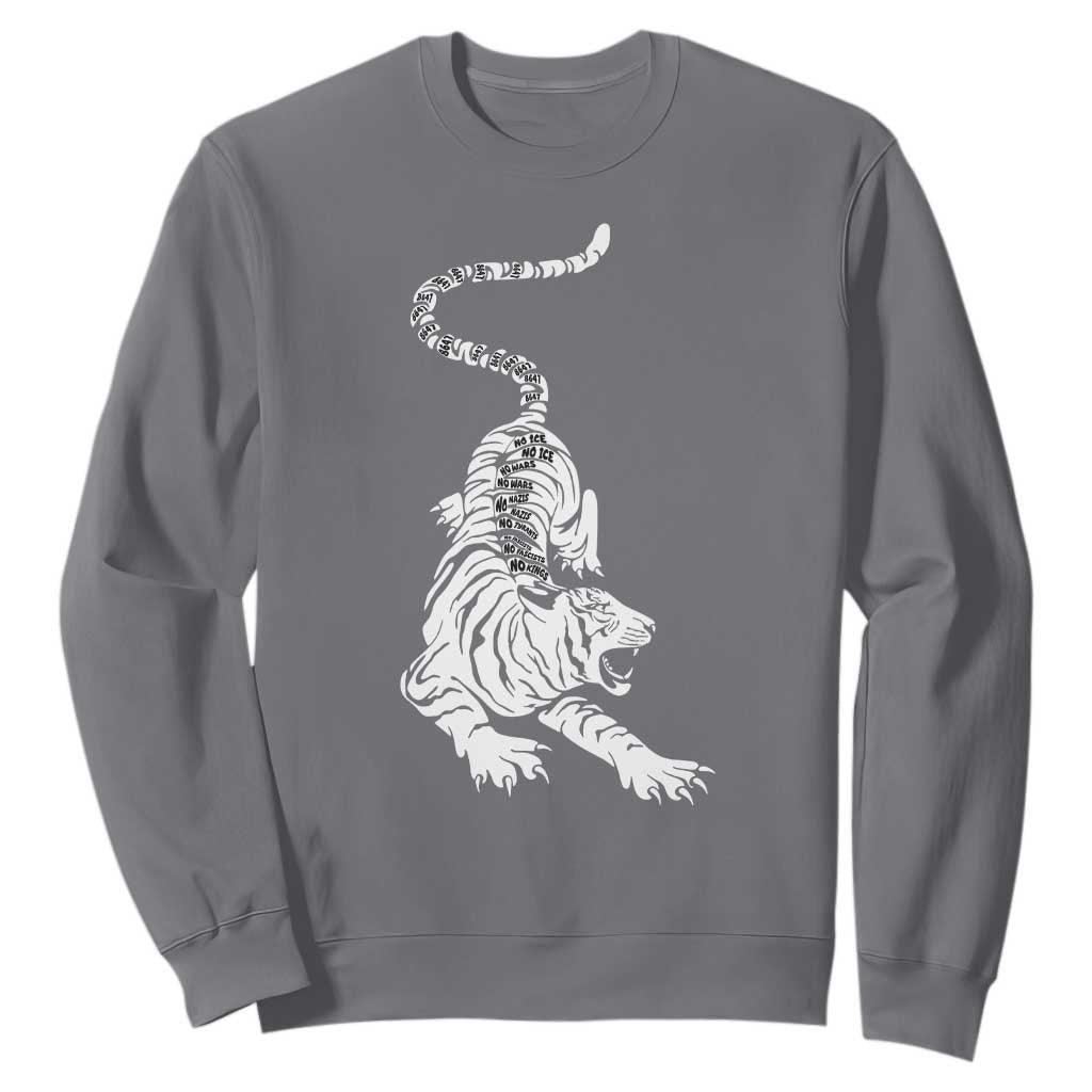 Fierce Anti Trump Tiger Graphic Sweatshirt No Kings No Fascists 8647 TS12 Charcoal Print Your Wear