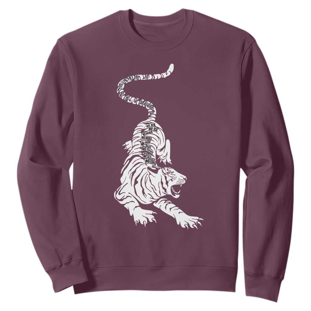 Fierce Anti Trump Tiger Graphic Sweatshirt No Kings No Fascists 8647 TS12 Maroon Print Your Wear
