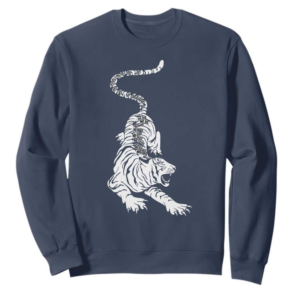 Fierce Anti Trump Tiger Graphic Sweatshirt No Kings No Fascists 8647 TS12 Navy Print Your Wear