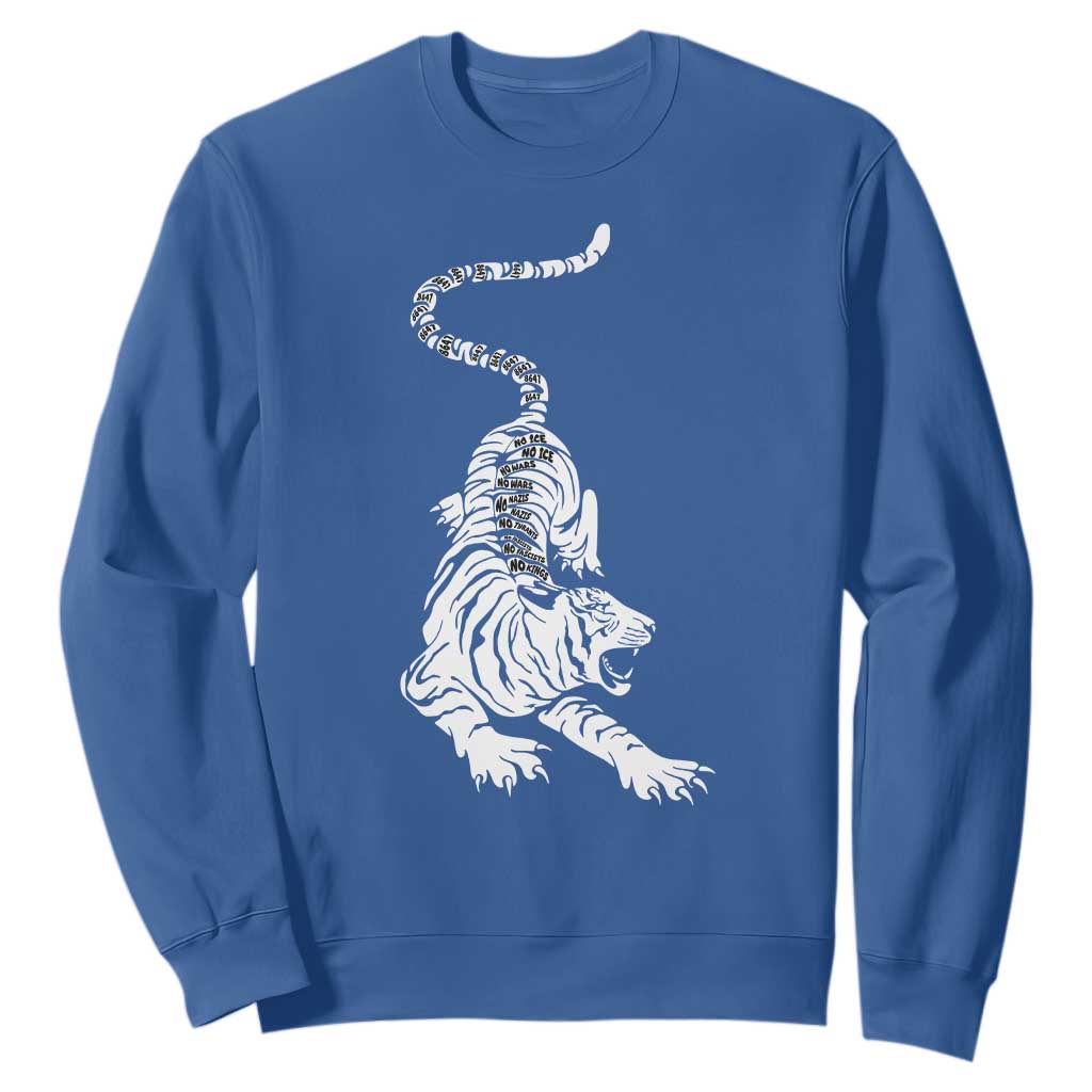 Fierce Anti Trump Tiger Graphic Sweatshirt No Kings No Fascists 8647 TS12 Royal Blue Print Your Wear