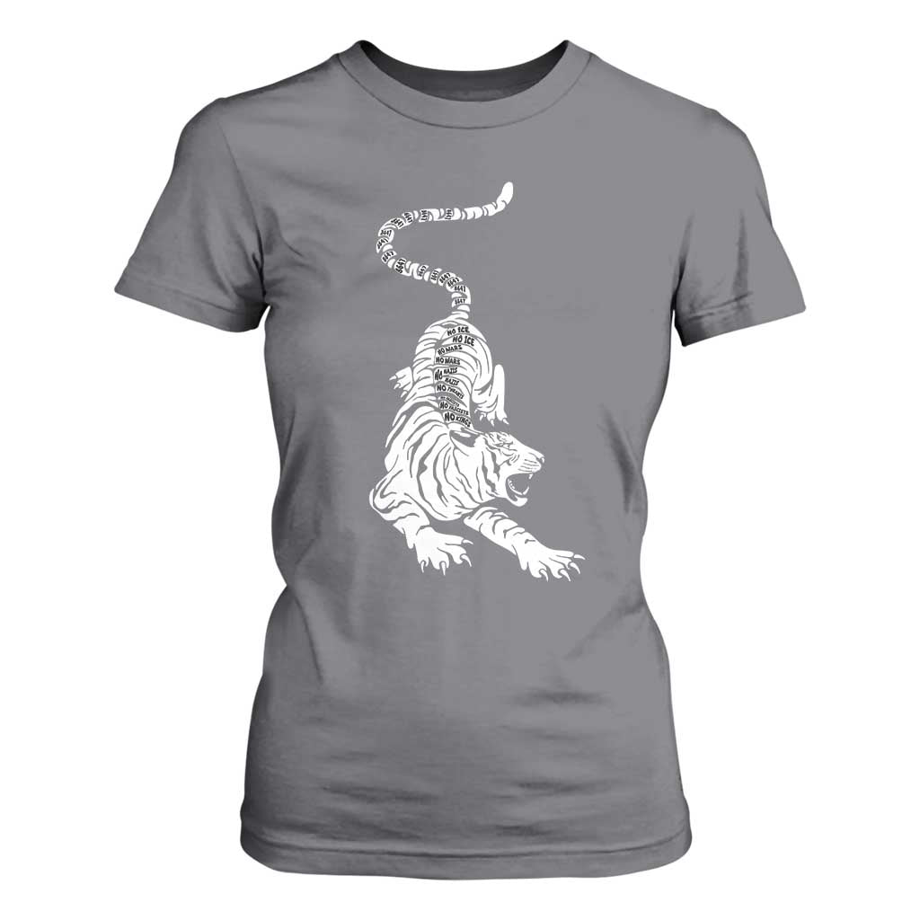 Fierce Anti Trump Tiger Graphic T Shirt For Women No Kings No Fascists 8647 TS12 Charcoal Print Your Wear