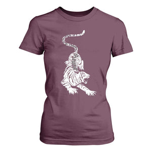Fierce Anti Trump Tiger Graphic T Shirt For Women No Kings No Fascists 8647 TS12 Maroon Print Your Wear