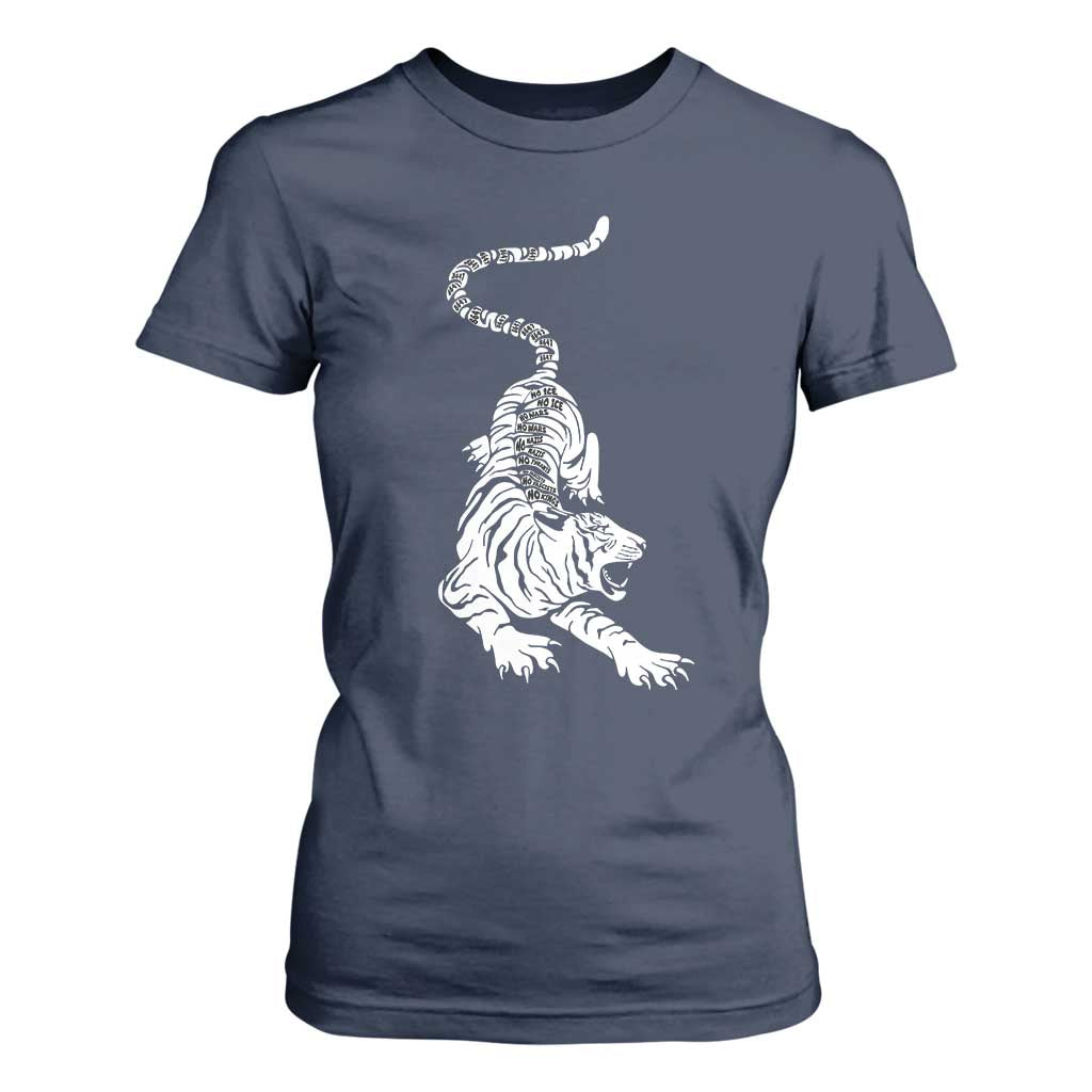 Fierce Anti Trump Tiger Graphic T Shirt For Women No Kings No Fascists 8647 TS12 Navy Print Your Wear